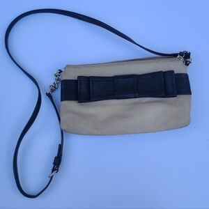 KATE SPADE Villabella Avenue Celina Bow Black Tan Leather Crossbody Bag